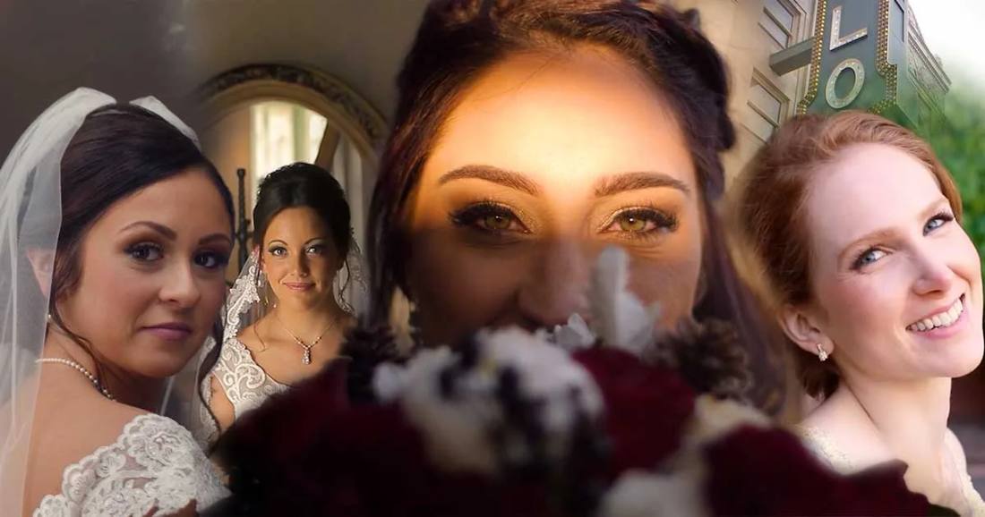 A bride and her bridesmaids getting ready