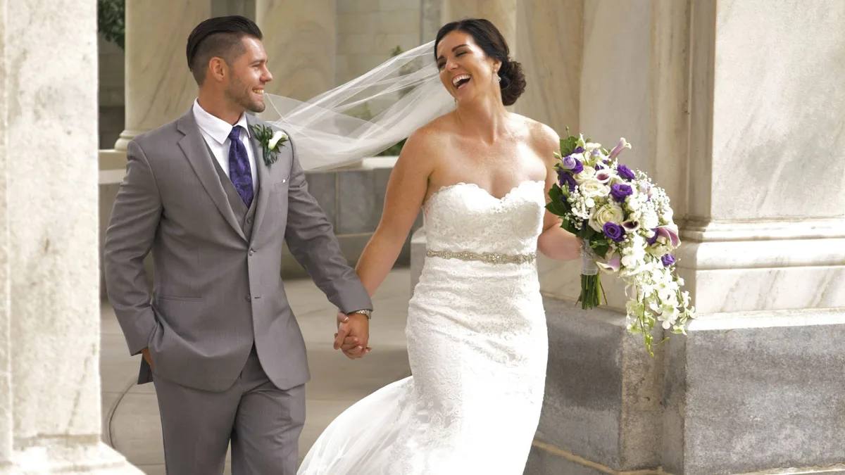 Matt & Katy on their wedding day